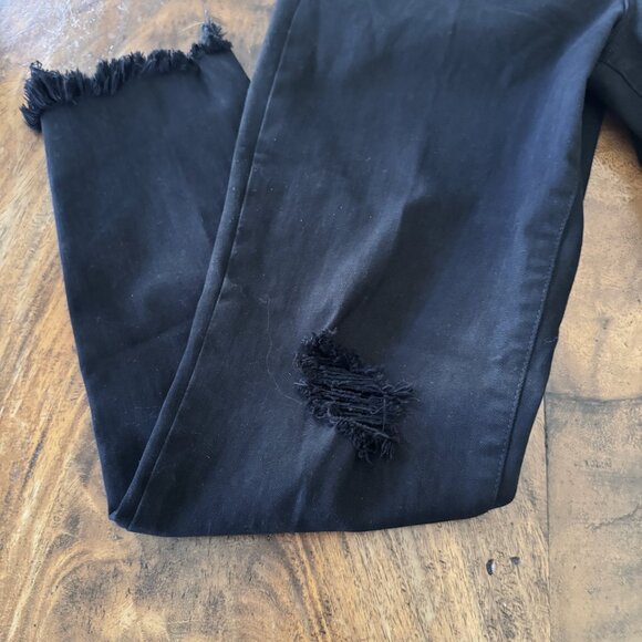 J Brand Alana Black High Waisted Distressed Skinny Frayed Hem Ankle Jeans - 31 - Picture 5 of 9